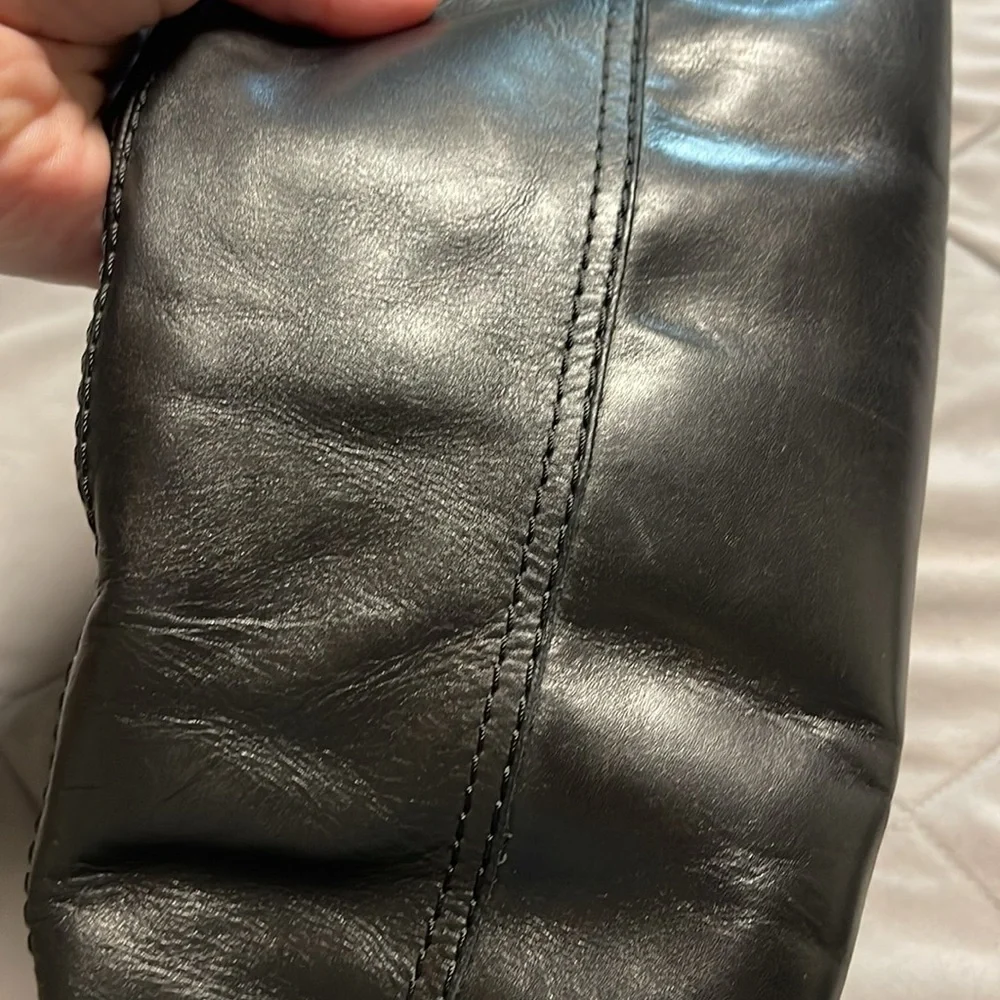 Gucci Vintage Fur Lined Leather Tall Black Gold Heeled Boots Size 4.5